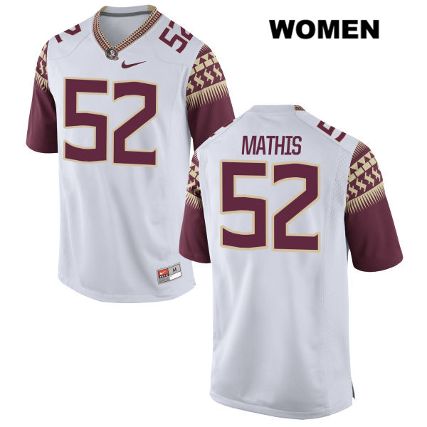 Women's NCAA Nike Florida State Seminoles #52 Jamario Mathis College White Stitched Authentic Football Jersey OYO8369RK